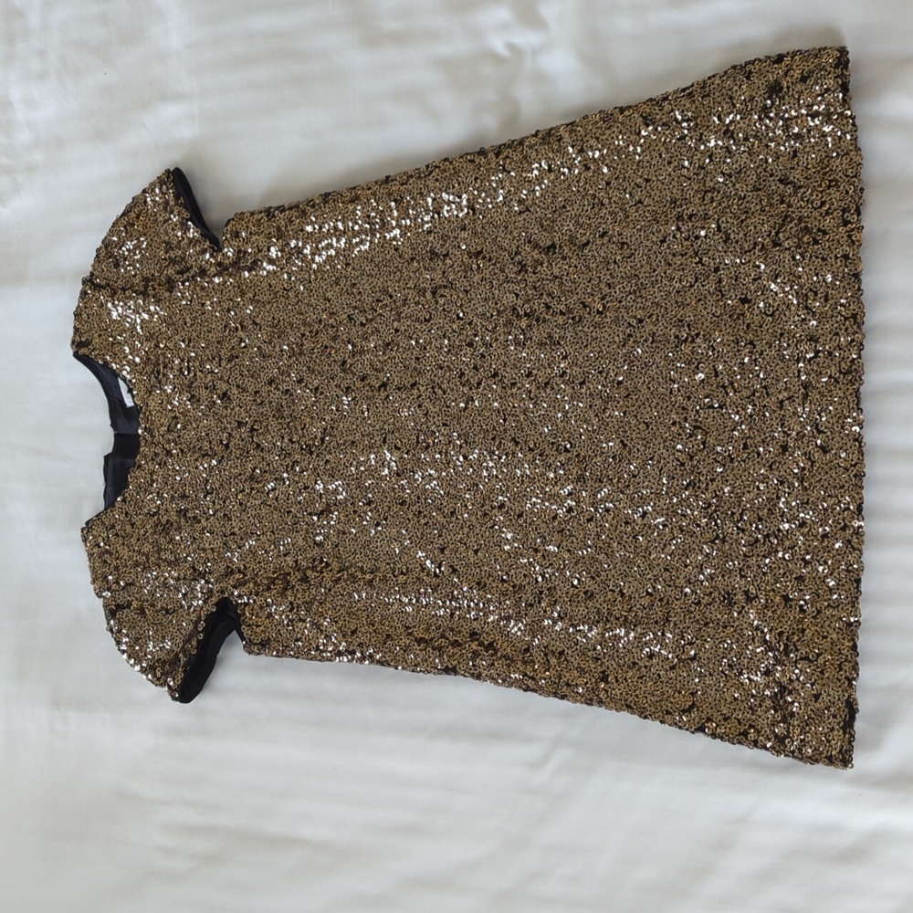 Milly Minis Gold Sequin Cap Sleeve Dress - Size 7